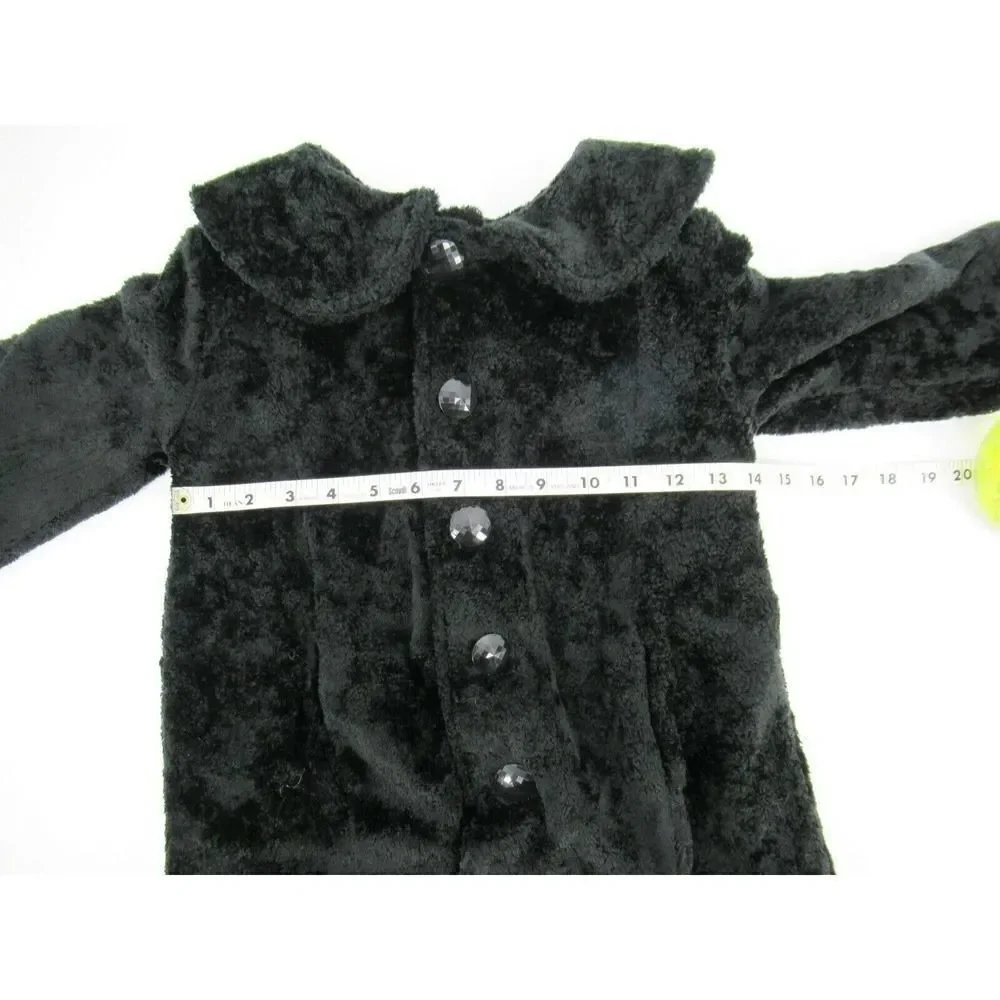 For Love & Lemons x Lil' Lemons Girls Jacket Coat Fuzzy Black 6Y Faux Fur Button